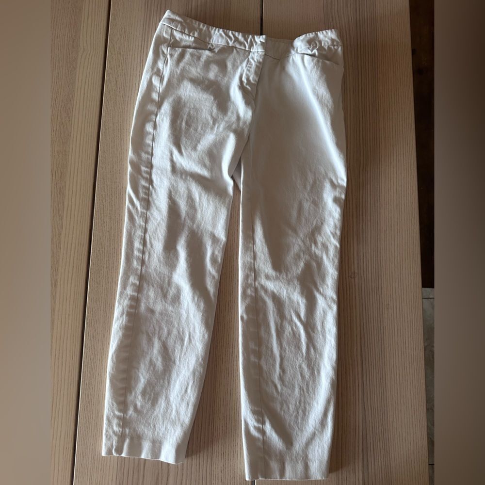Halogen Crop Pants Womens Size 2 Stretch Taylor Fit White Fully Lined